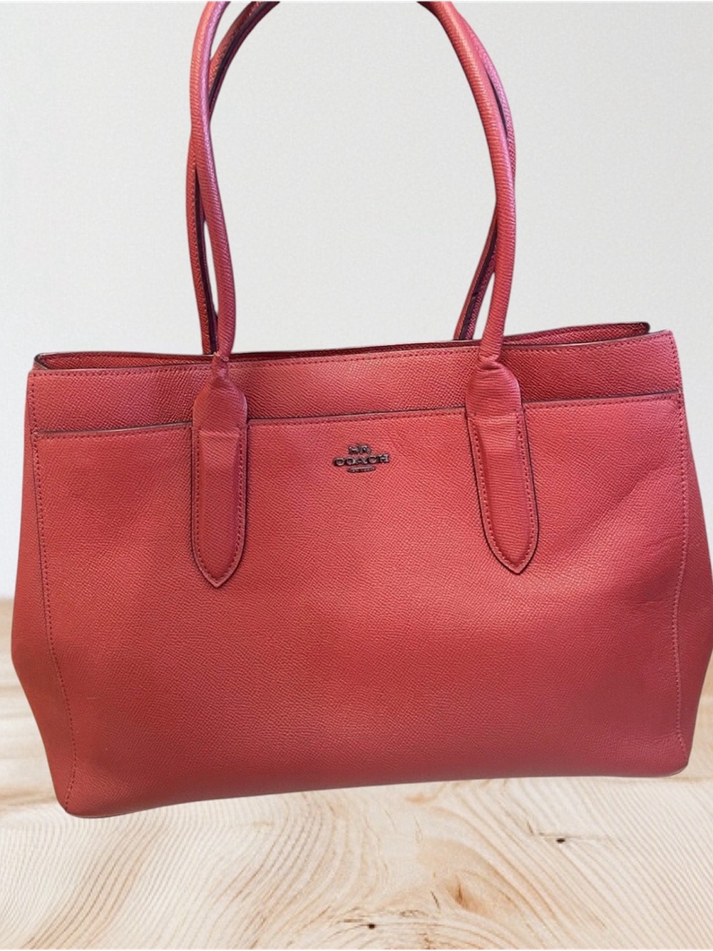 Coach Red Leather Tote with Top Handles 888900E